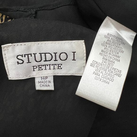 Studio 1 (14) Petite Y2K Brown Leopard Sleeveless Chiffon Sheath Maxi Dress - Picture 5 of 5